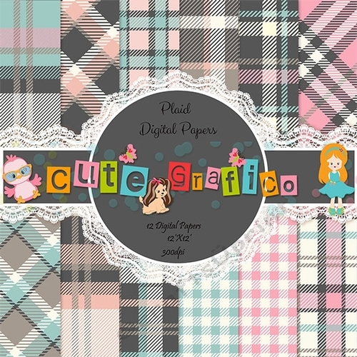 50% sale Plaid Digital Paper: Plaid Patterns scrapbooking paper, plaid backgrounds, 
