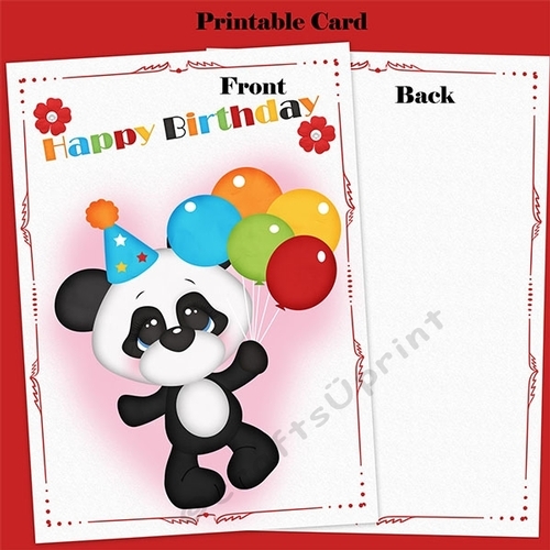 Digital Printable Panda Birthday Card ,Birthday card for Babies , Birthday Card For Boys ,Girls