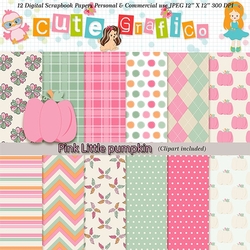 Pink Little pumpkin Digital Paper, pumpkin Paper, Digital Scrapbooking, Pumpkin Printable Paper, Printable pumpkin papers,Fall Digital Paper