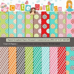 Christmas Candy and Striped Digital Papers