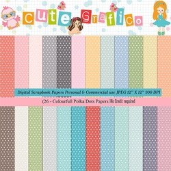 Colourfull Polka Dots Papers (12X12) Total 26 Papers