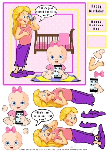 She Has Just Texted Her First Word - Decoupage