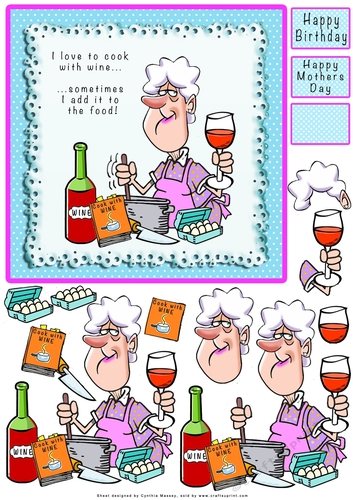 I Love To Cook With Wine - Decoupage