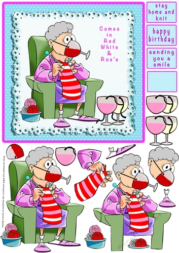 Stay Home And Knit - Decoupage
