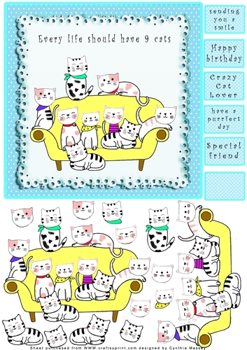 Every Life Should Have 9 Cats - Decoupage