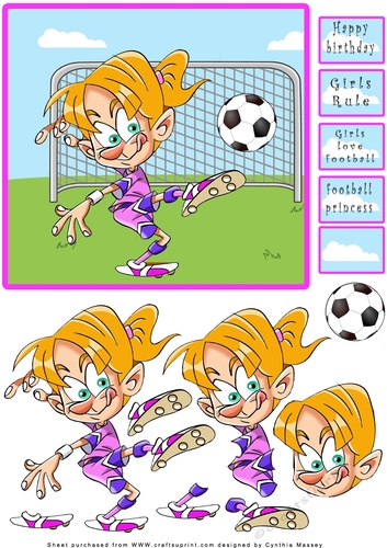 Girls Rule Football - Decoupage