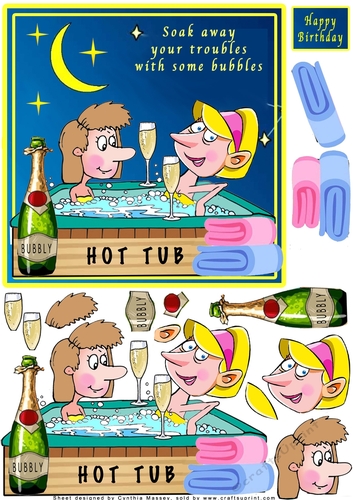 Ladies In The Hot Tub - Decoupage
