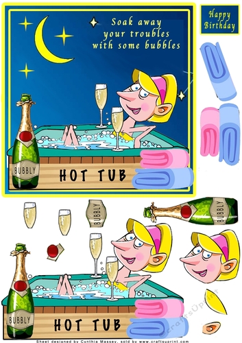 Lady In The Hot Tub - Decoupage