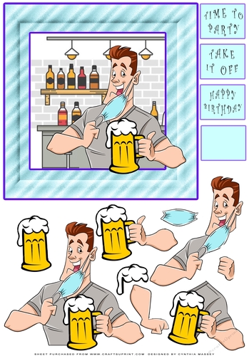 Time To Party Male - Decoupage