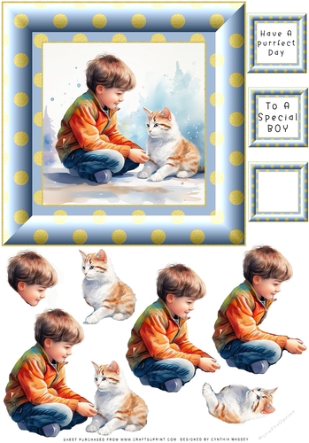 Purrfect Day Boy - Decoupage