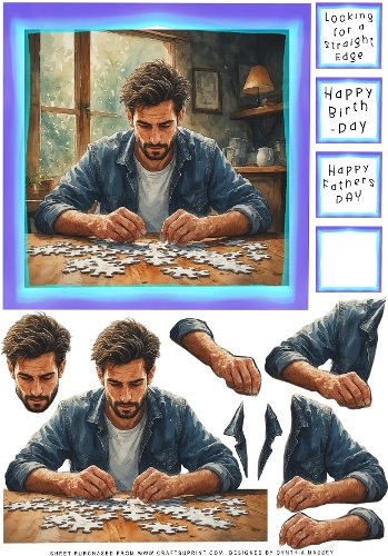 Jigsaw Puzzler Male - Decoupage