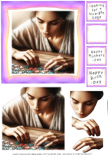 Jigsaw Puzzler Female - Decoupage