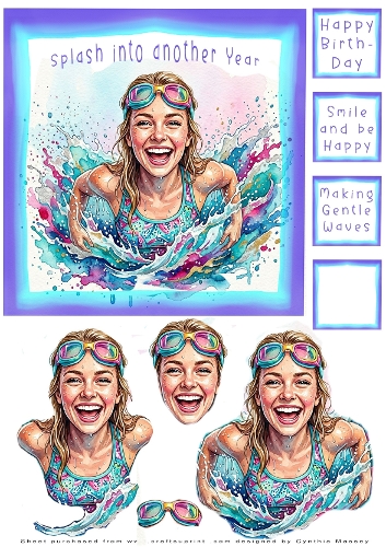 Swimming Into Another Year Female - Decoupage