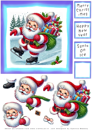 Santa On Ice - Decoupage