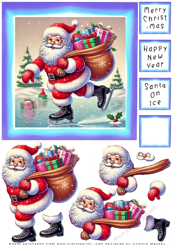 Santa On Ice 2 - Decoupage