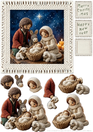 Knitted Nativity - Decoupage