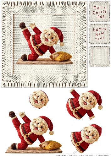 Knitted Keep Fit Santa - Decoupage