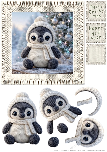 Knitted Penguin - Decoupage
