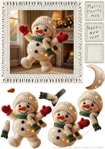 Knitted Snowman - Decoupage