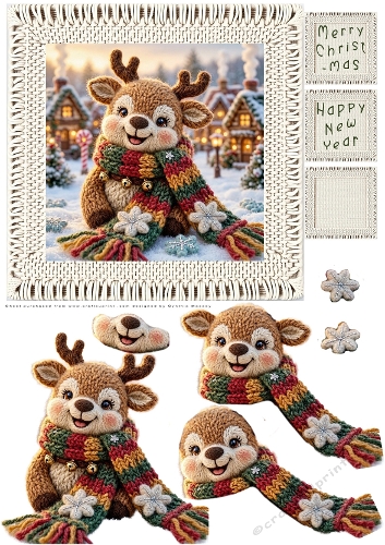 Knitted Reindeer 2 - Decoupage