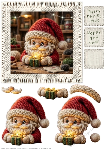 Knitted Santa - Decoupage