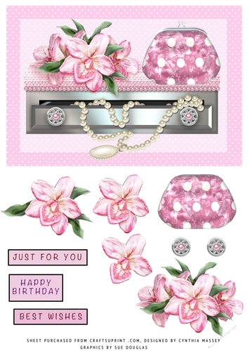 Pearls, purse & Pink Orchids