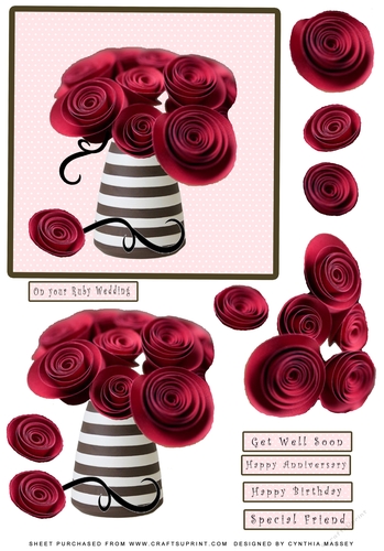 Elegant and Easy to Cut Red Paper Roses Decoupage