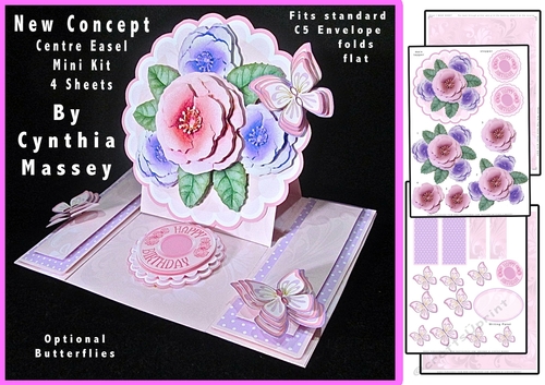Centre Panel Easel Pink Roses and butterflies NEW