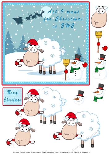 All I want for Christmas is Ewe - decoupage