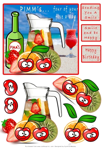 Pimms...4 0f your 5 a day - decoupage