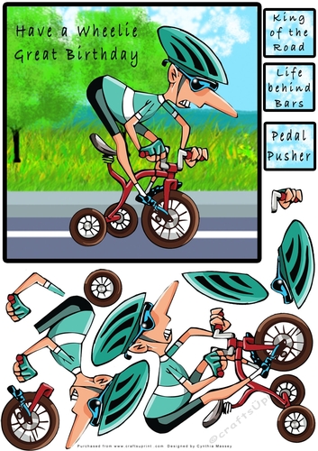 Have a Wheelie Great Birthday - Decoupage