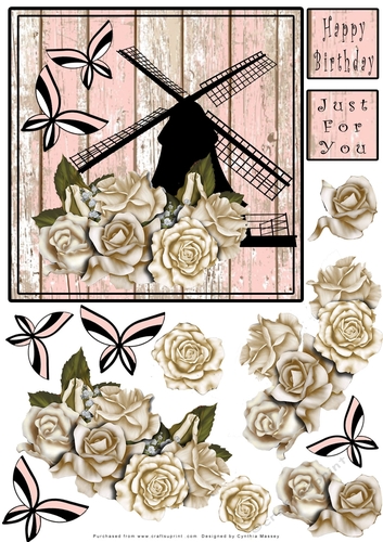 Vintage Windmill - Decoupage