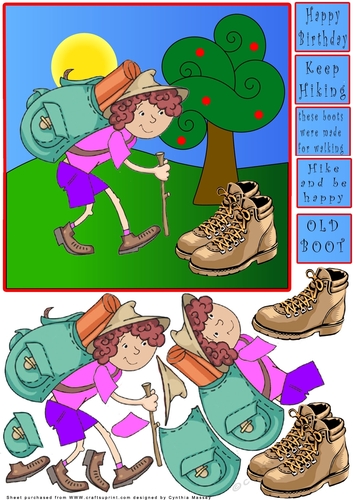 Happy Birthday Old Boot - Decoupage