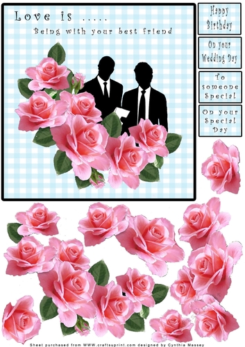 Love is...being with your best friend Male - Decoupage
