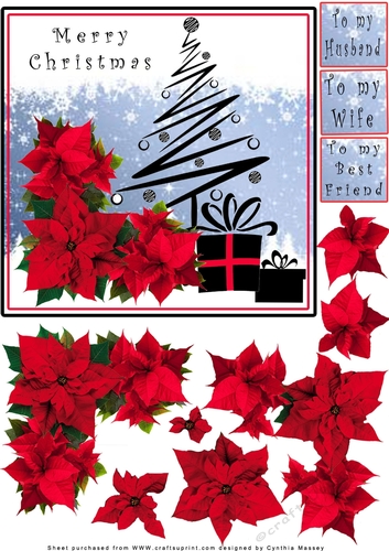 Poinsettia & Modern Tree - Decoupage