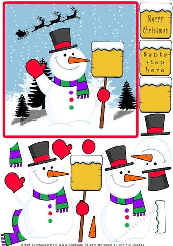Happy Smiling Snowman - Decoupage