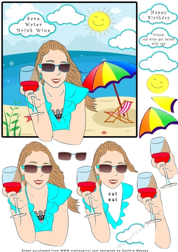 Save Water Drink Wine - Decoupage