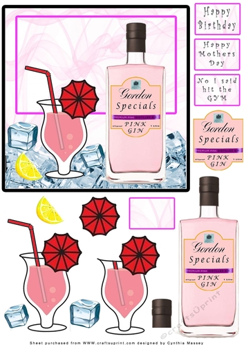 Special Pink Gin - Decoupage
