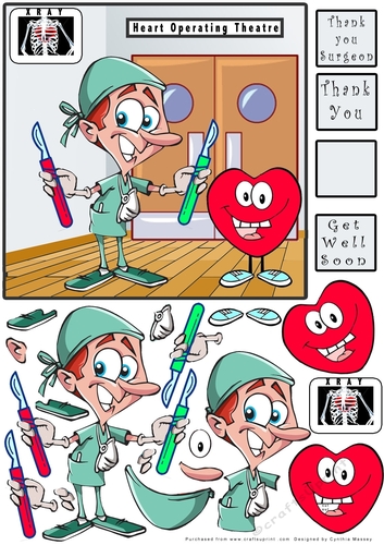 Heart Surgery Get Well Soon or Thank You - Decoupage