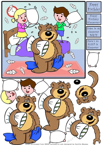 Theres No Sleep in Sleepover - Decoupage