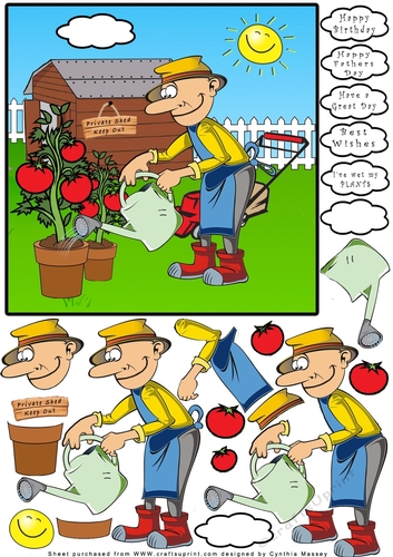 Watering The Tomatoes - Decoupage