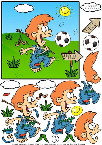 Football And Fishing - Decoupage