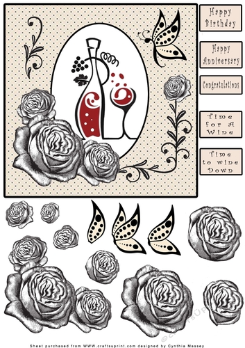 Time To Wine Down - Decoupage