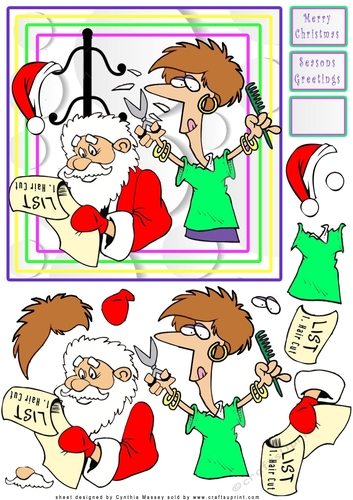 Santas Haircut - Decoupage