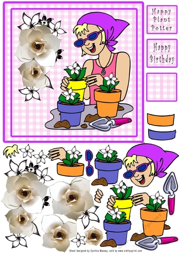 Happy Plant Potter - Decoupage