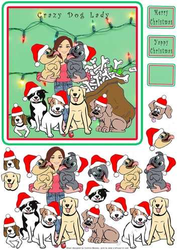 Crazy Dog Lady Christmas - Decoupage