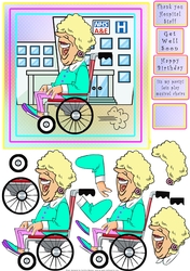 Happy Wheelchair Lady - Decoupage
