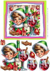 Christmas Wine - Decoupage