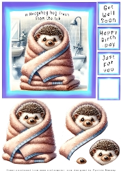 A Hedgehog Hug Fresh From The Tub - Decoupage