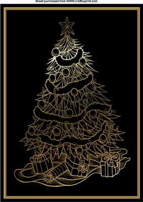 A4 Black and Gold Christmas Tree